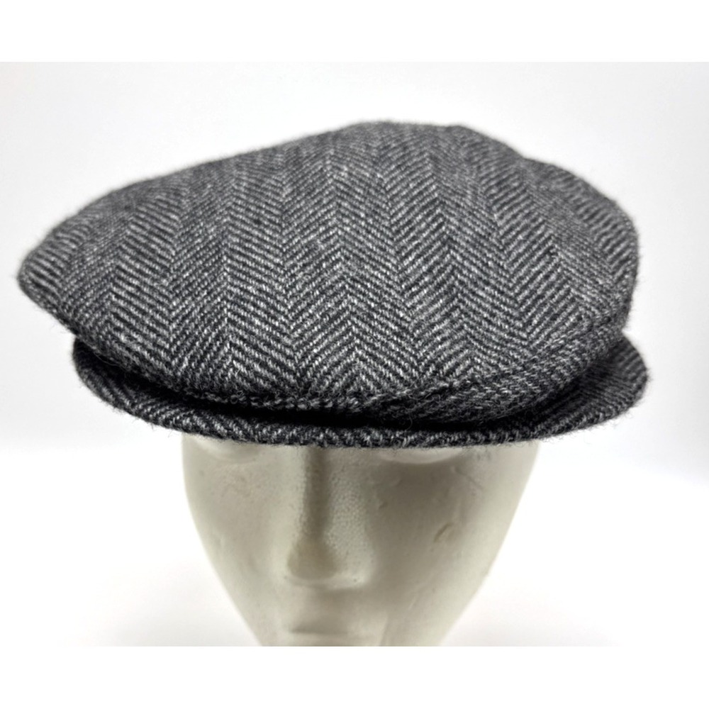 Lake Of The Isles Beret Men's L Wool Cap Hat Gray Tweed Button